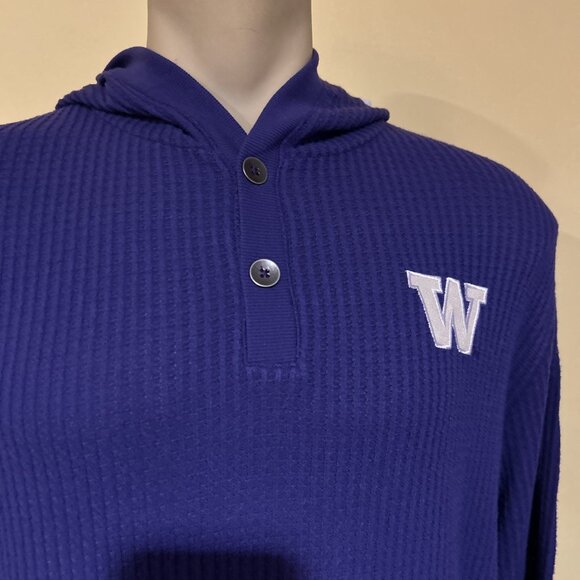 NEW Washington Huskies Colosseum Henley Purple Hoodie Button Sweater Men's L - Picture 4 of 12